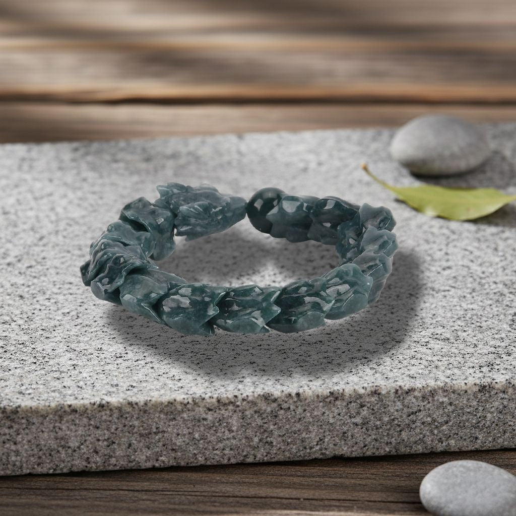 Natürlicher Olmek Jadeit Armband Flexibles (17-18.5 cm) ca. 300,00 ct.
