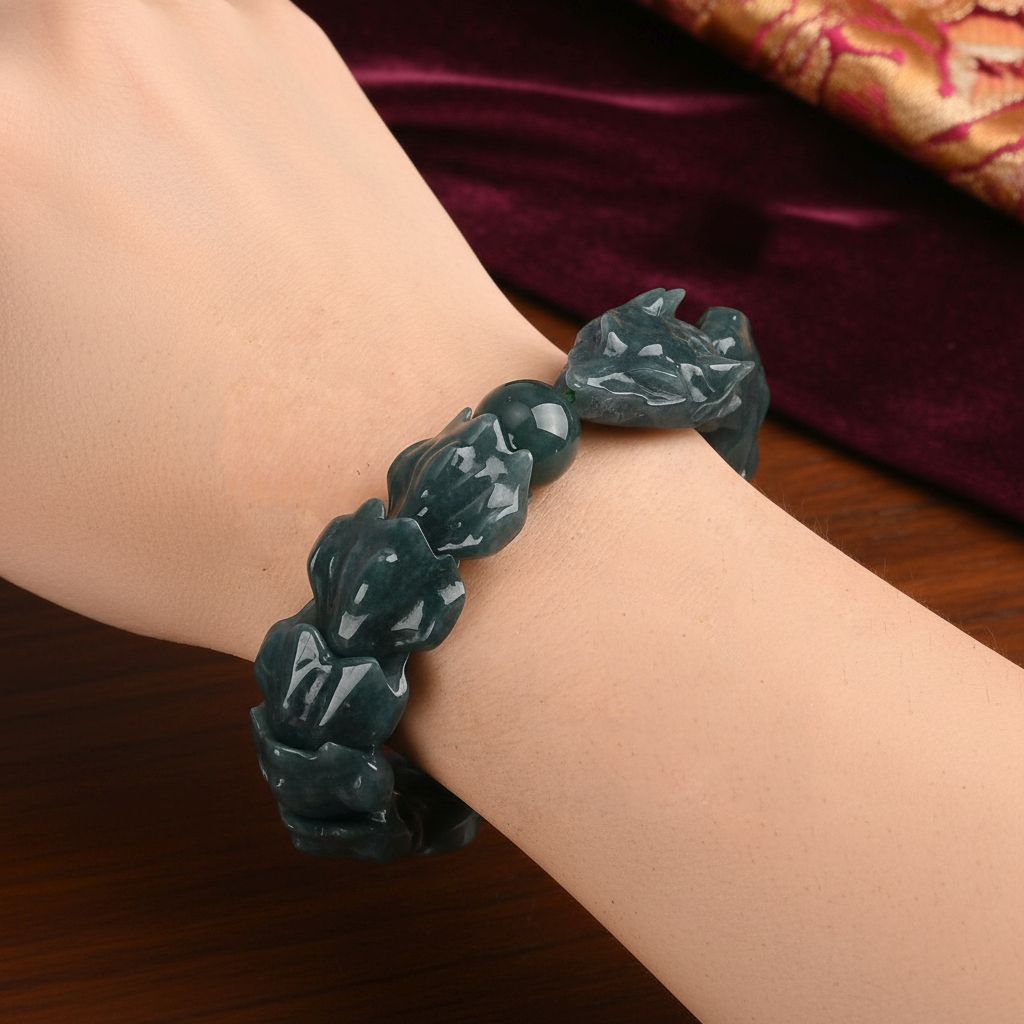 Natürlicher Olmek Jadeit Armband Flexibles (17-18.5 cm) ca. 300,00 ct.