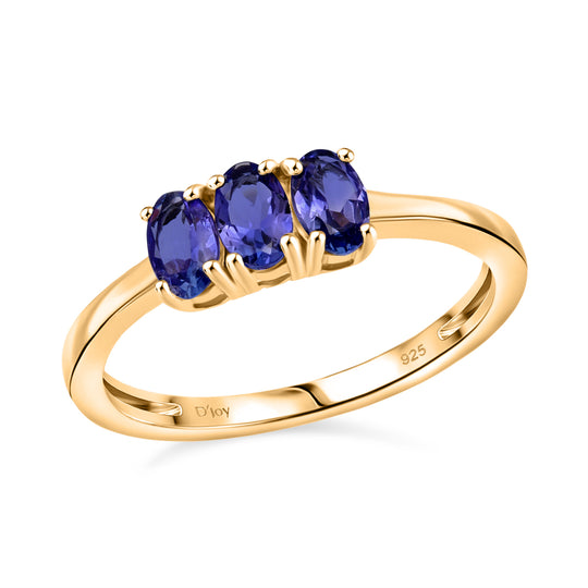 D'Joy AA Tansanit Ring 925 Silber 750 Gelb Vergoldet (Größe 18.00) ca. 0.71 ct