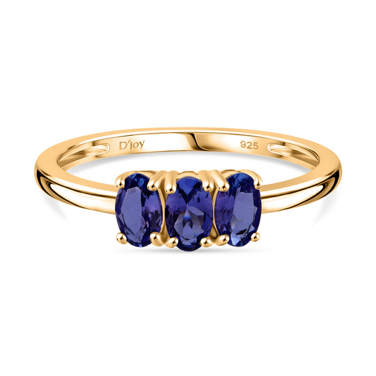 D'Joy AA Tansanit Ring 925 Silber 750 Gelb Vergoldet (Größe 18.00) ca. 0.71 ct