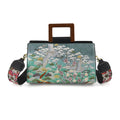 Florale Kunstprint Clutch-Crossbody-Tasche, 30 x 13 x 19 cm, Petrol