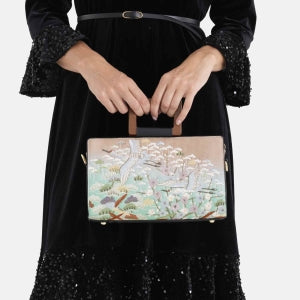 Florale Kunstprint Clutch-Crossbody-Tasche, 30 x 13 x 19 cm, Rosa