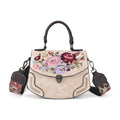 Kompakte Kunstprint Crossbody-Tasche mit floralem Design, 23 x 9 x 17 cm, Petrol