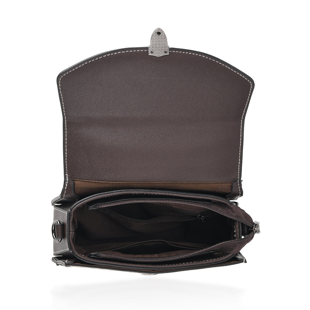 Kompakte Kunstprint Crossbody-Tasche mit floralem Design, 23 x 9 x 17 cm, Petrol