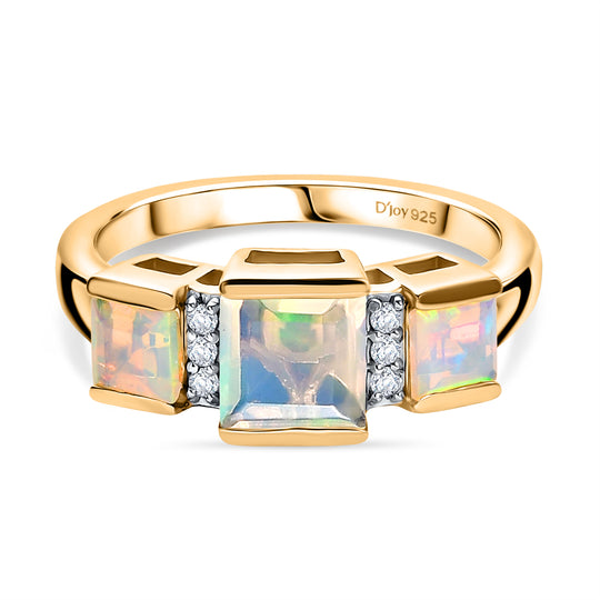 D'Joy AA Natürlicher, äthiopischer Welo Opal Ring 925 Silber 750 Gelbgold Vermeil (Größe 20.00) ca. 1,13 ct