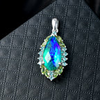 D'Joy Pfau Quarz Triplette, Peridot Anhänger 925 Silber rhodiniert ca. 6.99 ct