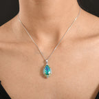 D'Joy Pfau Quarz Triplette, Peridot Anhänger 925 Silber rhodiniert ca. 6.99 ct