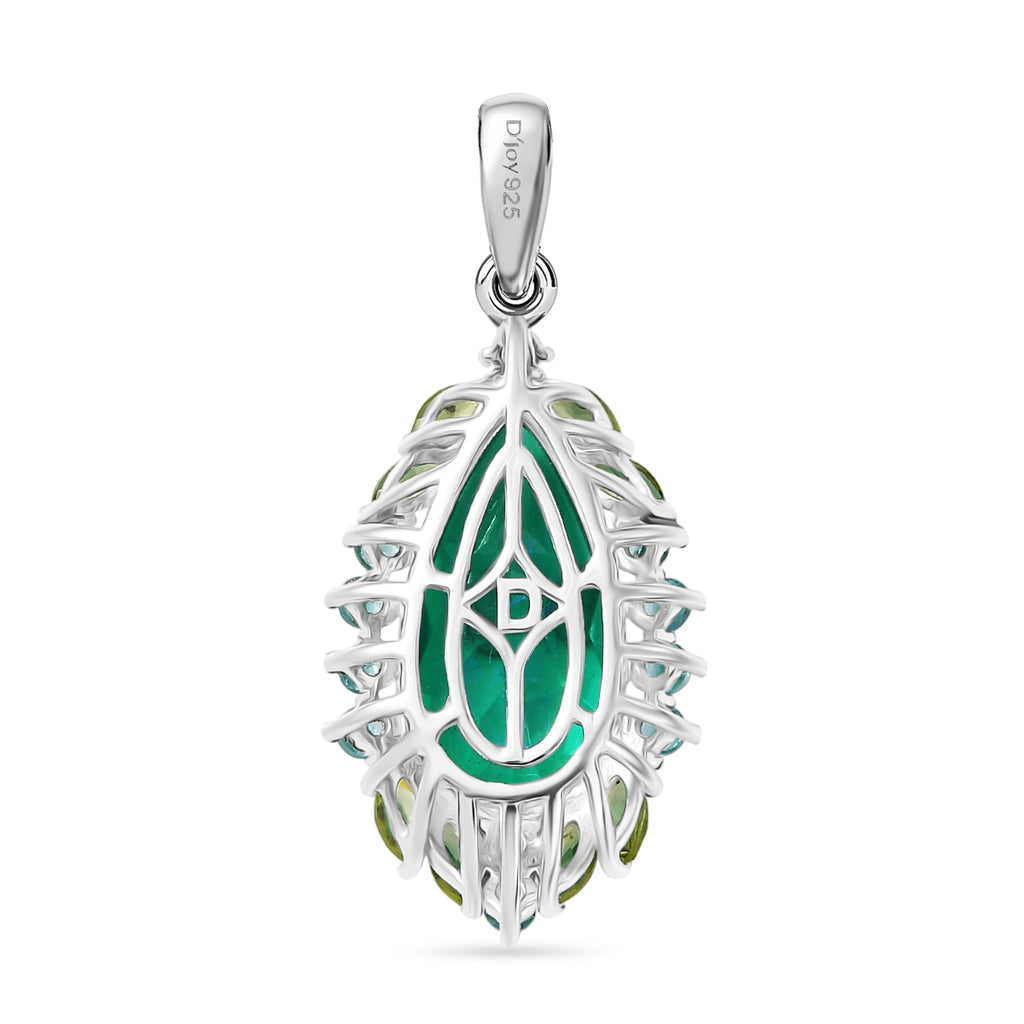 D'Joy Pfau Quarz Triplette, Peridot Anhänger 925 Silber rhodiniert ca. 6.99 ct