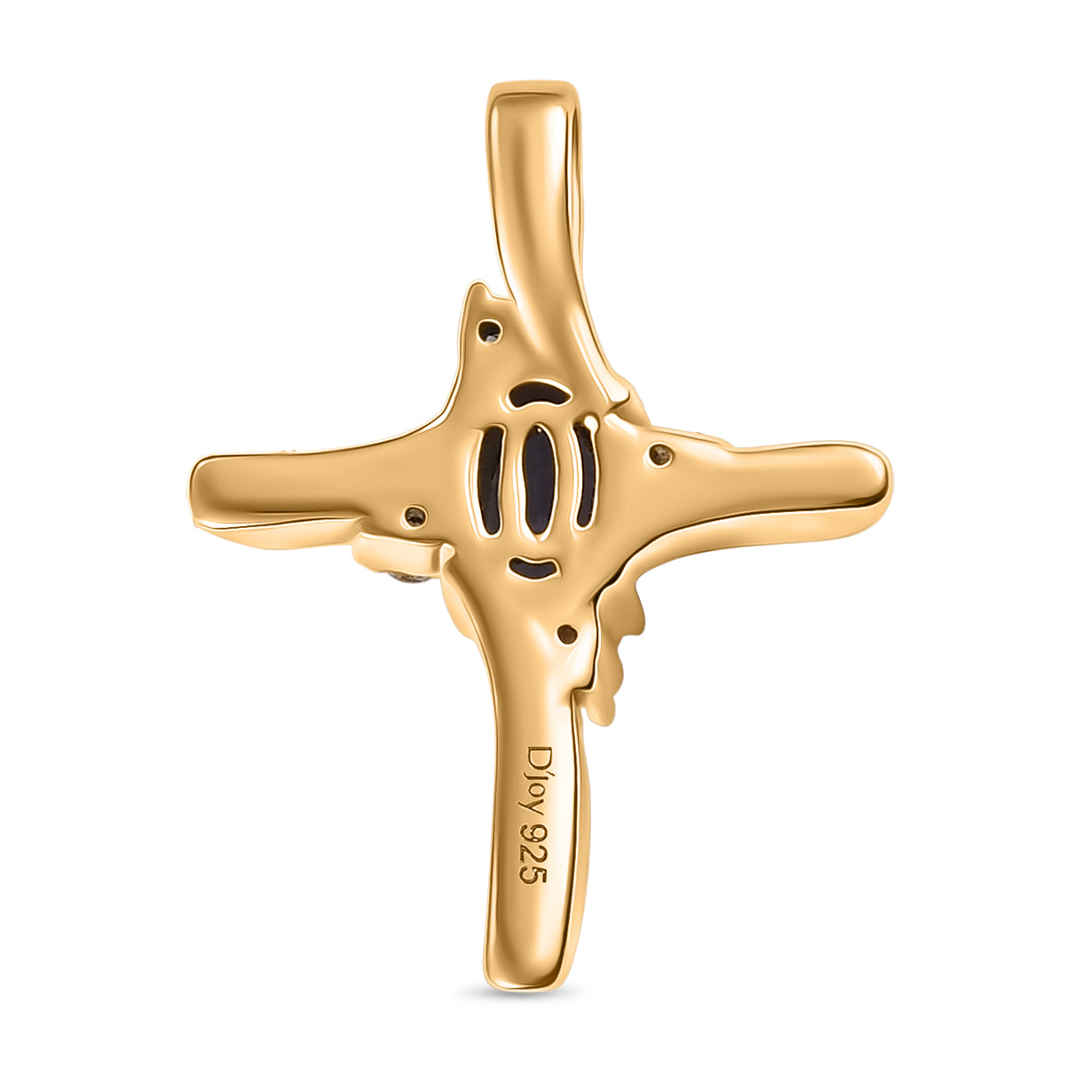 D'Joy Tansanit, Weißer Zirkon Anhänger 925 Silber 750 Gelb Vergoldet ca. 0,51 ct.