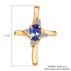 D'Joy Tansanit, Weißer Zirkon Anhänger 925 Silber 750 Gelb Vergoldet ca. 0,51 ct.