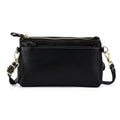 Echtleder Crossbody Tasche, mehrere Reißverschlussfächer, verstellbarer Schulterriemen, 21,5x4x13cm, Schwarz