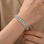 Weißer Zirkonia Armband ca. 19 cm Nickelfreies Messing, Silberfarben
