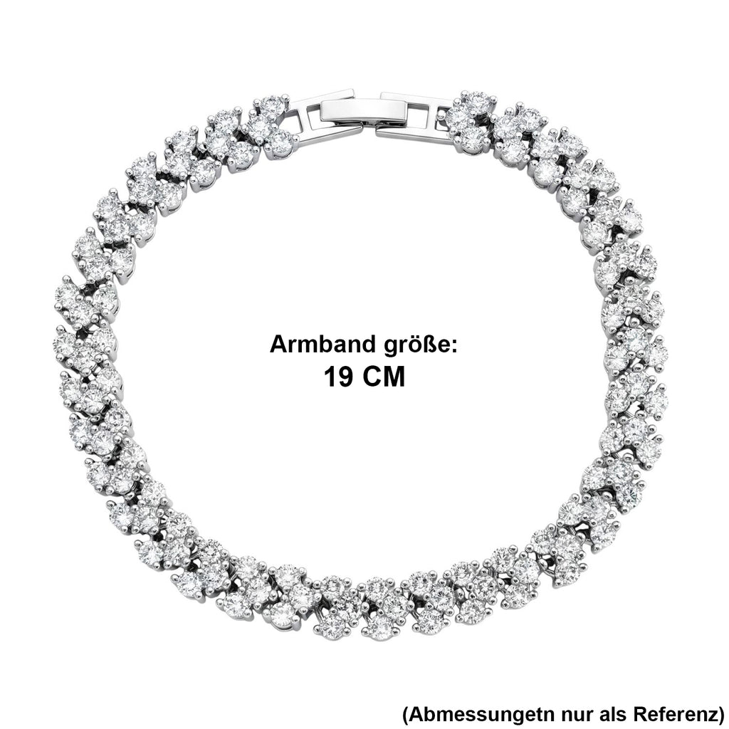 Weißer Zirkonia Armband ca. 19 cm Nickelfreies Messing, Silberfarben