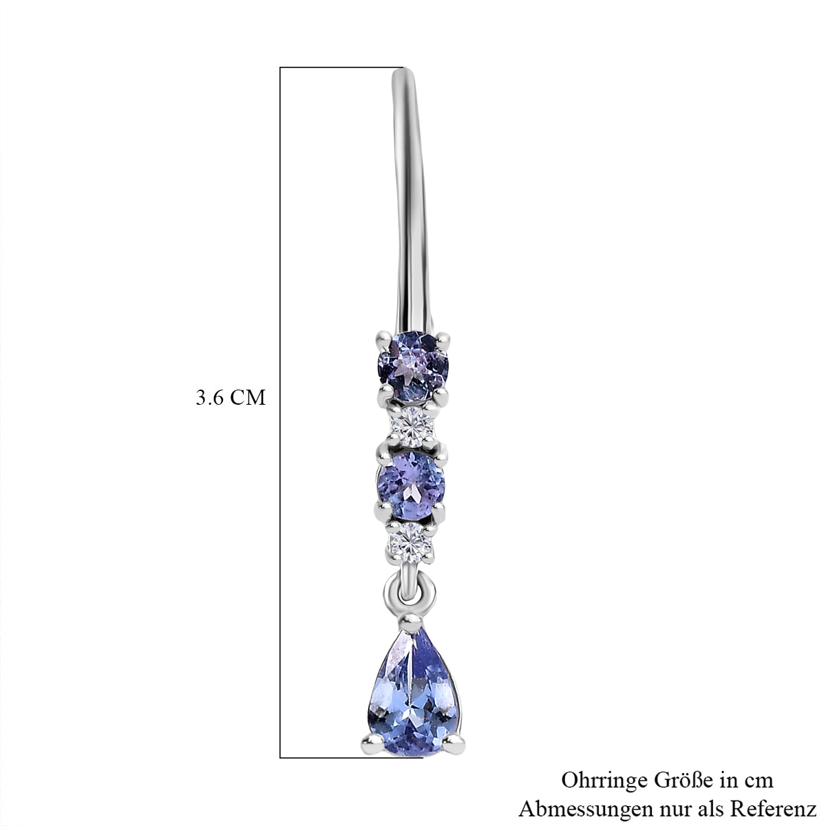 D'Joy Tansanit Ohrringe 925 Silber rhodiniert ca. 1,29 ct.