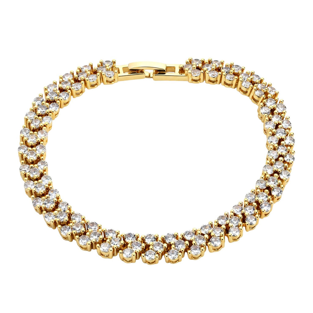 Weißer Zirkonia Armband ca. 19 cm Nickelfreies Messing, goldfarben