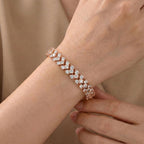 Weißer Zirkonia Armband ca. 19 cm Nickelfreies Messing, roséfarben