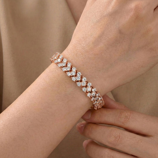 Weißer Zirkonia Armband ca. 19 cm Nickelfreies Messing, roséfarben