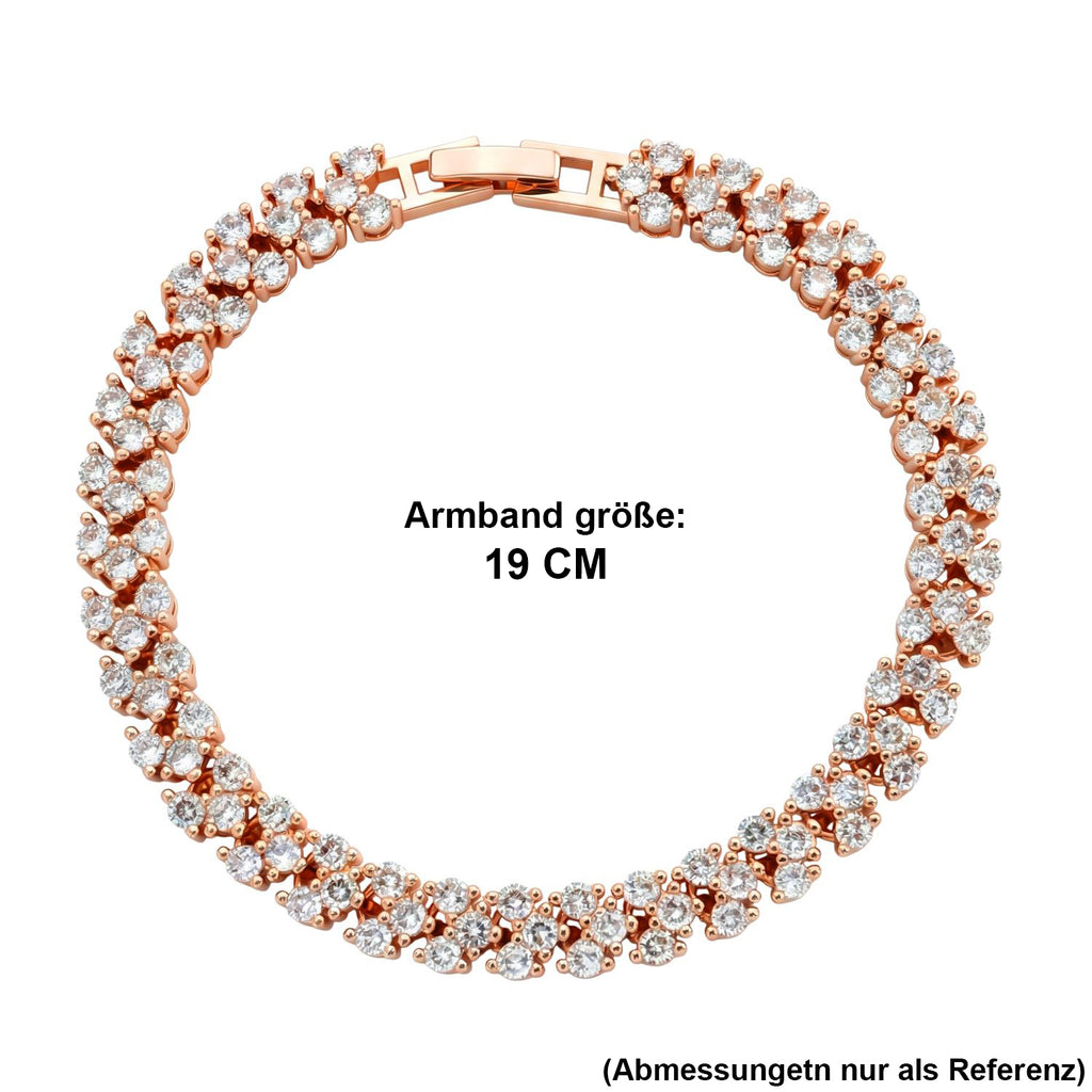 Weißer Zirkonia Armband ca. 19 cm Nickelfreies Messing, roséfarben