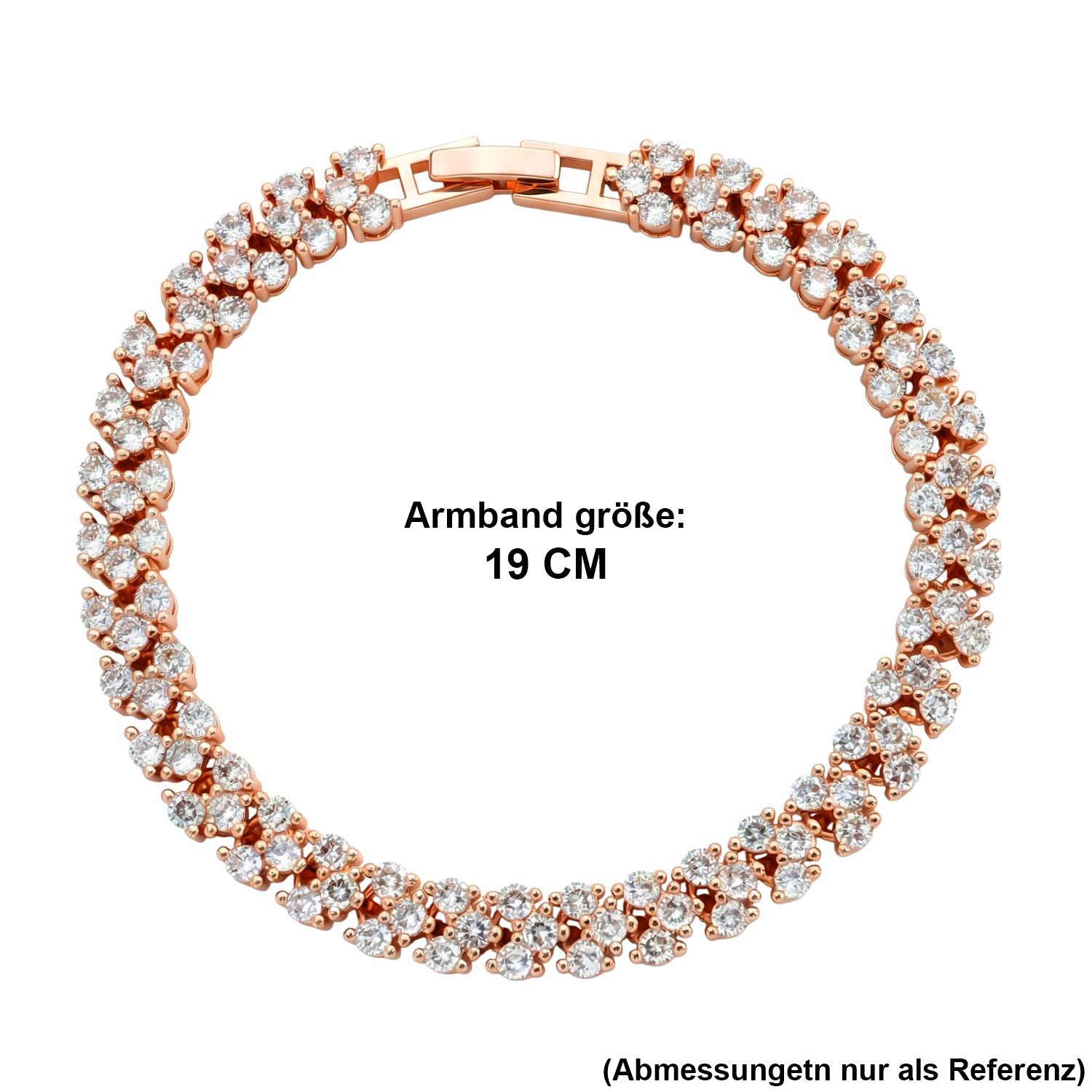 Weißer Zirkonia Armband ca. 19 cm Nickelfreies Messing, roséfarben