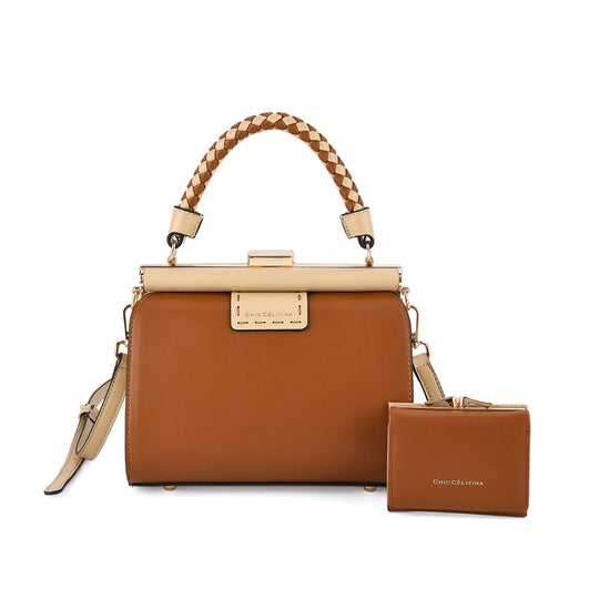 LA MAREY 2er Set Crossbody Tasche mit Geldbörse PU 22 x 23 x 9 cm Beige