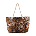 2er-Set, Shoppertasche mit kleiner Tasche, 56x36x16cm, Braun Beige Leopardenmuster