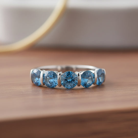 LUXURIANT DIAMOND - Lab Grown Blauer Diamant VS Ring 925 Silber Rhodiniert (Größe 17.00) ca. 2.00 ct