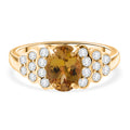 AAA Natürlicher goldener Tansanit, Weißer Zirkon Ring 585 Gold (Größe 21.00) ca. 2,22 ct