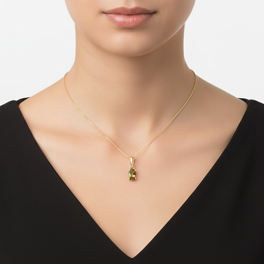 D'Joy Natürlicher goldener Tansanit Anhänger 925 Silber vergoldet ca. 0.48 ct