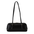 Echtleder Schultertasche, Reißverschlussfach, Innenfächer, 33x12x13cm, Schwarz