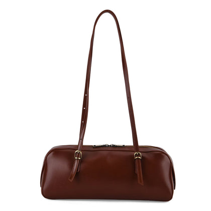 Leder Schultertasche mit Reißverschlussfach und Innenfächern 33 x 12 x 13 cm Khaki