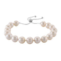 D'Joy Weiße Edison Perle (9-11 mm) Armband Flexibles (ca. 15.25 - 23 cm) 925 Silber rhodiniert
