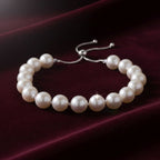 D'Joy Weiße Edison Perle (9-11 mm) Armband Flexibles (ca. 15.25 - 23 cm) 925 Silber rhodiniert