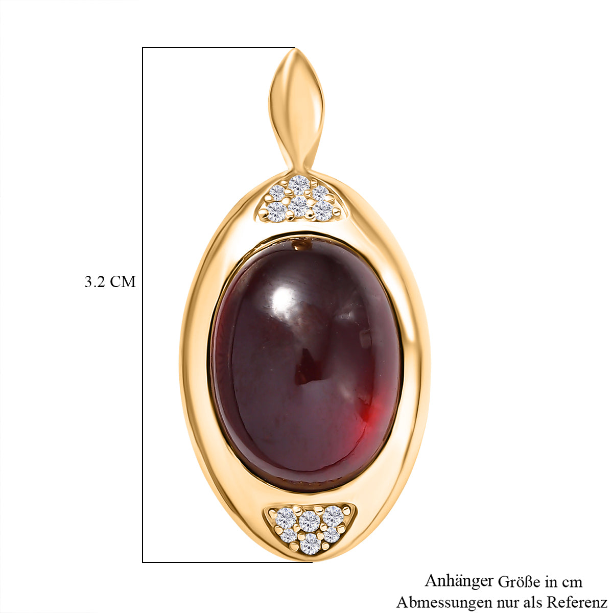 EVER TRUE Mosambik Granat, Weißer Zirkon Anhänger Nickelfreies Messing ca. 13,94 ct.