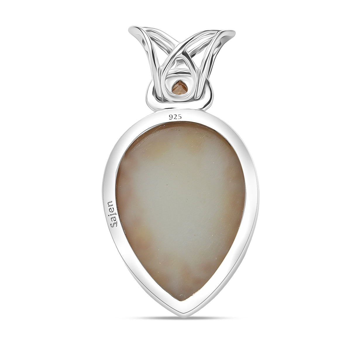 Sajen Silber - Luxe Astral Leopard Gold Drusy, Citrin Anhänger 925 Silber rhodiniert ca. 25.17 ct