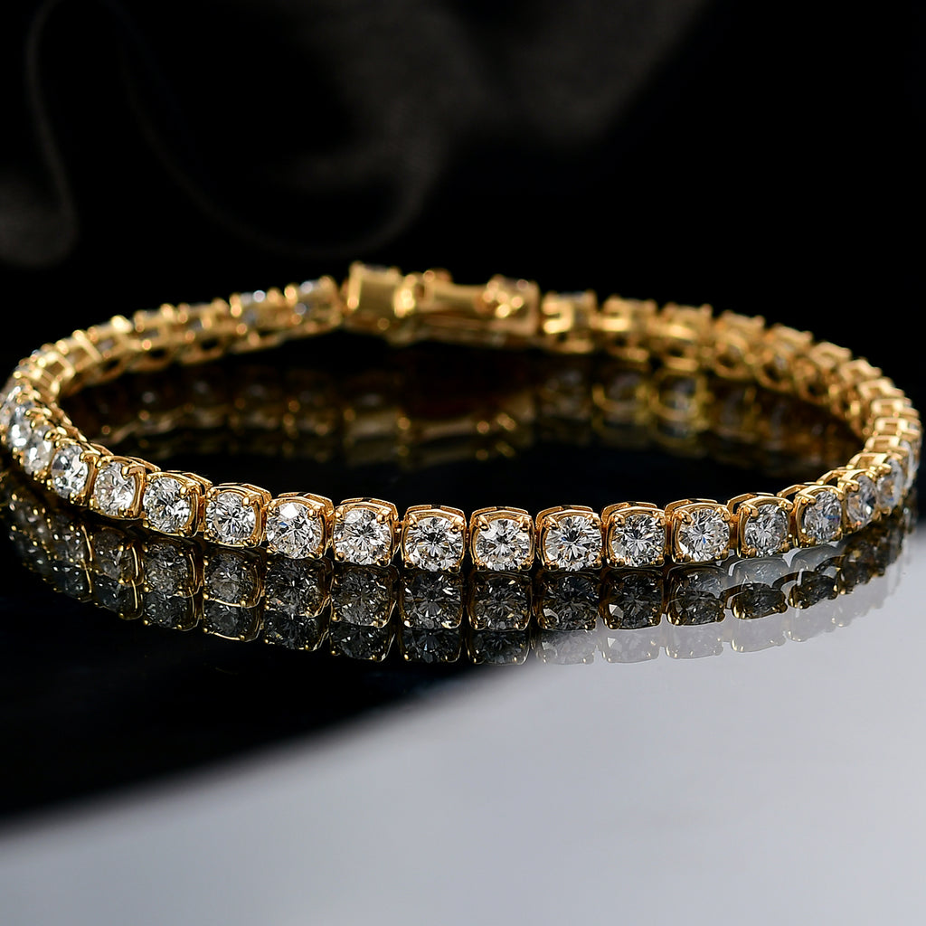 LUXURIANT DIAMOND - Lab Grown Diamant VS-EF SGL zertifiziert Armband ca. 19 cm 925 Silber Gelb Vergoldet ca. 10.00 ct