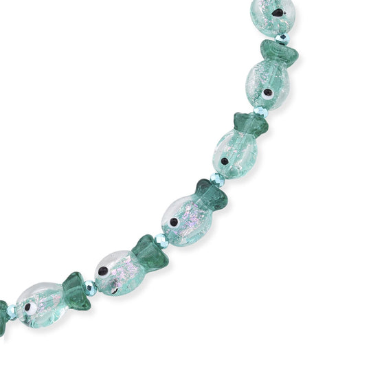 Grünes Murano-Stil Glas Halskette ca. 52 cm