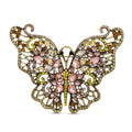 Mehrfarbiger Kristall Schmetterling Brosche Antikes Gold