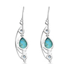Sajen Silber - Türkis, Paraiba Quarz Ohrringe 925 Silber rhodiniert ca. 11.95 ct