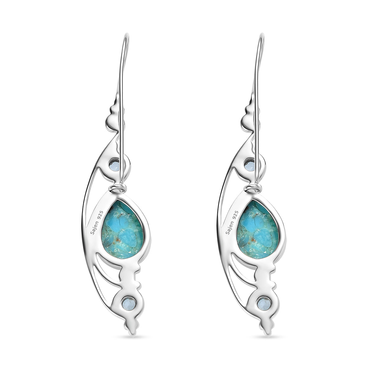Sajen Silber - Türkis, Paraiba Quarz Ohrringe 925 Silber rhodiniert ca. 11.95 ct