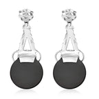 Sajen Silber - Schwarzer Onyx, Roter Granat Ohrringe 925 Silber rhodiniert ca. 11.30 ct