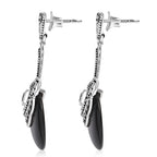 Sajen Silber - Schwarzer Onyx, Roter Granat Ohrringe 925 Silber rhodiniert ca. 11.30 ct