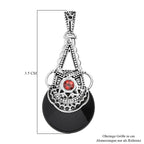 Sajen Silber - Schwarzer Onyx, Roter Granat Ohrringe 925 Silber rhodiniert ca. 11.30 ct