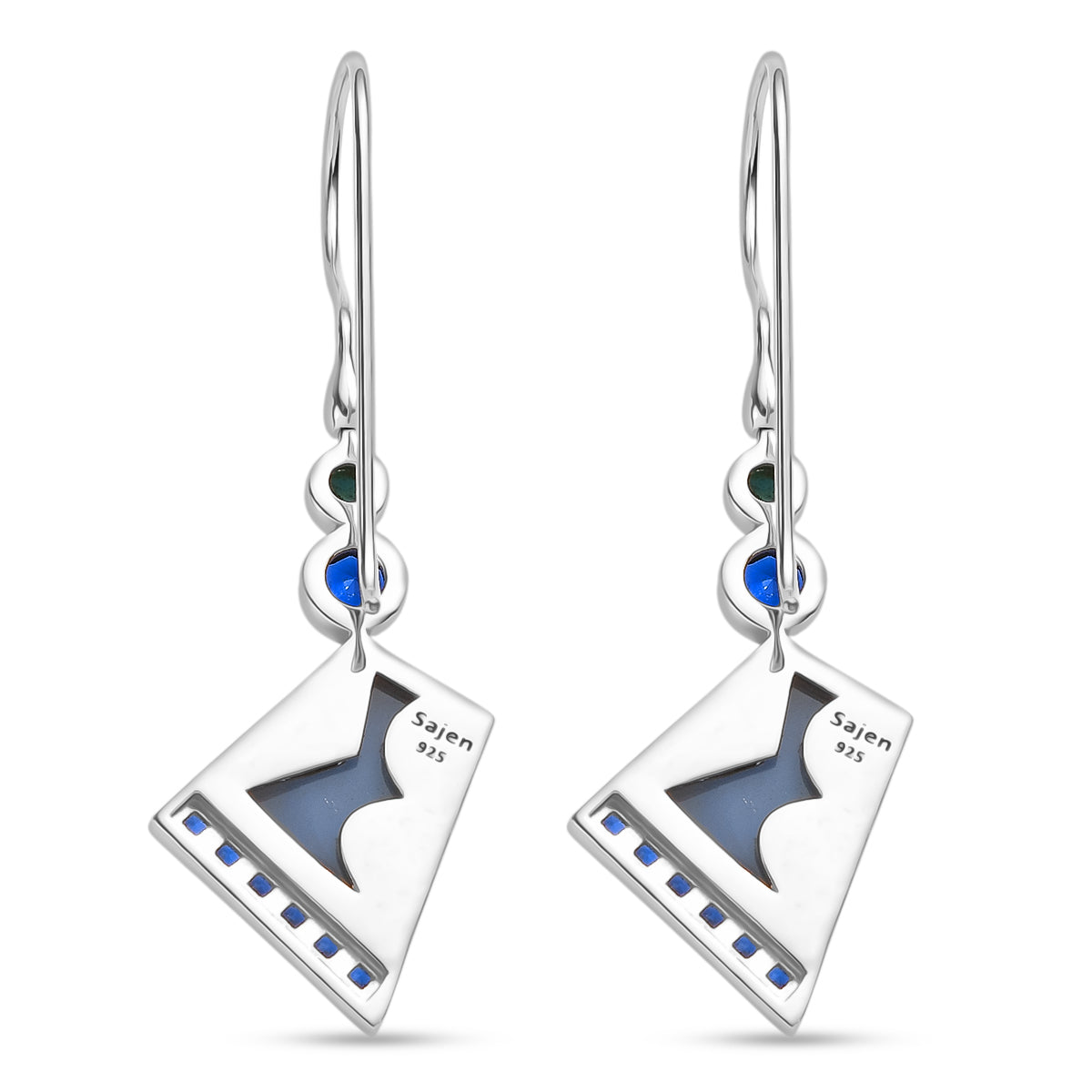 Sajen Silber - Blauer Drusy Quarz, Saphirkristall, Türkis Ohrringe 925 Silber rhodiniert ca. 6.38 ct
