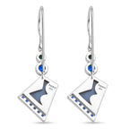 Sajen Silber - Blauer Drusy Quarz, Saphirkristall, Türkis Ohrringe 925 Silber rhodiniert ca. 6.38 ct