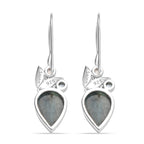 Sajen Silber - AAA Labradorit, Regenbogen Mondstein, Schweizer Blautopas Ohrringe 925 Silber rhodiniert ca. 10.40 ct