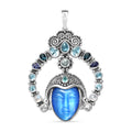 Sajen Silber - Göttin Aquamarin, Amethyst, Schweizer Blautopas, London Blautopas Anhänger 925 Silber rhodiniert ca. 28.68 ct