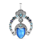 Sajen Silber - Göttin Aquamarin, Amethyst, Schweizer Blautopas, London Blautopas Anhänger 925 Silber rhodiniert ca. 28.68 ct