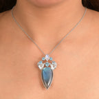 Sajen Silber - AAA Labradorit, Regenbogen Mondstein, Schweizer Blautopas Anhänger 925 Silber rhodiniert ca. 28.11 ct