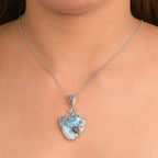 Sajen Silber - Larimar, Schweizer Blauer Quarz Anhänger 925 Silber rhodiniert ca. 23.72 ct