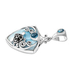 Sajen Silber - Larimar, Schweizer Blauer Quarz Anhänger 925 Silber rhodiniert ca. 23.72 ct
